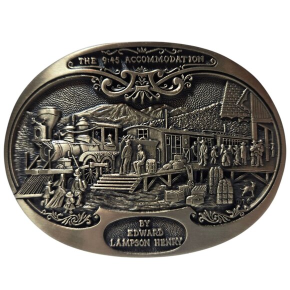 9:45 Accommodation Belt Buckle Edward Lamson Henry American West Train Station - Picture 6 of 16